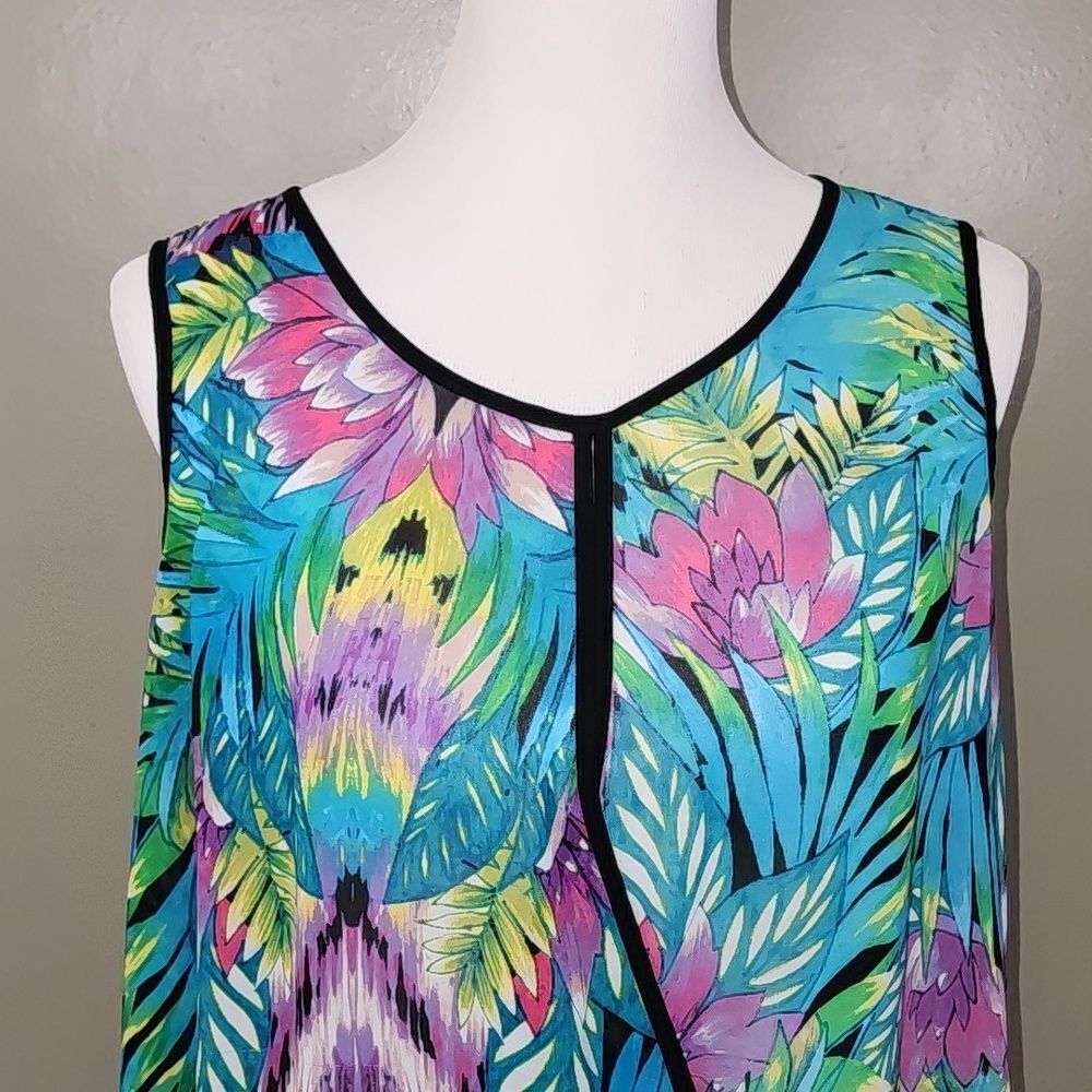 Nicole‎ by Nicole Miller Sheer Floral Sleeveless Top Size X-Large - Picture 2 of 15